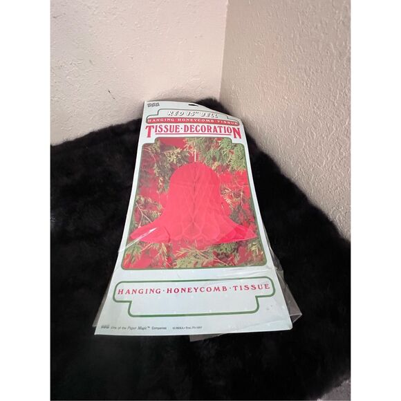 NOS Red Honeycomb Bells Art-Tissue Decorations new Christmas - Picture 1 of 4